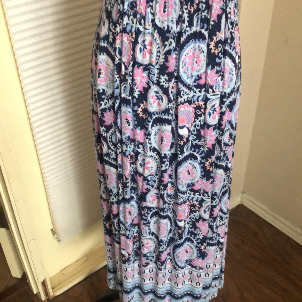 Talbots sleeveless Woman size 2 multicolor maxi dress, good condition - Picture 3 of 5